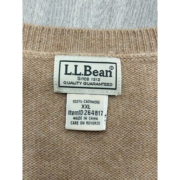 LL Bean Mens 100% Cashmere Sweater Vest V-Neck Sleeveless Preppy Brown Size XXL - Picture 3 of 6